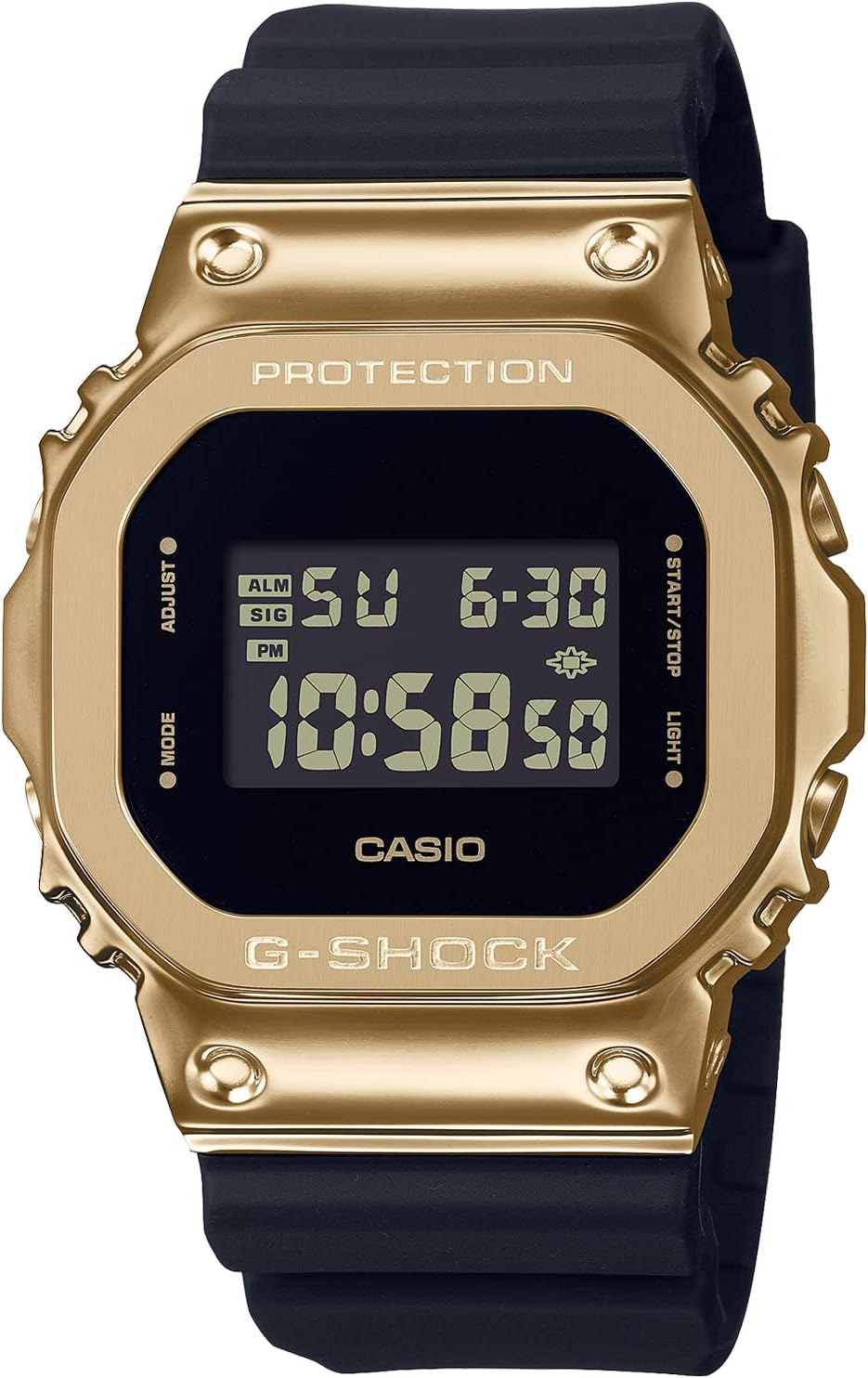 Casio GM-5600G-9JF Men's Wristwatch, Metal Cover, Black, black/gold, Textured shape