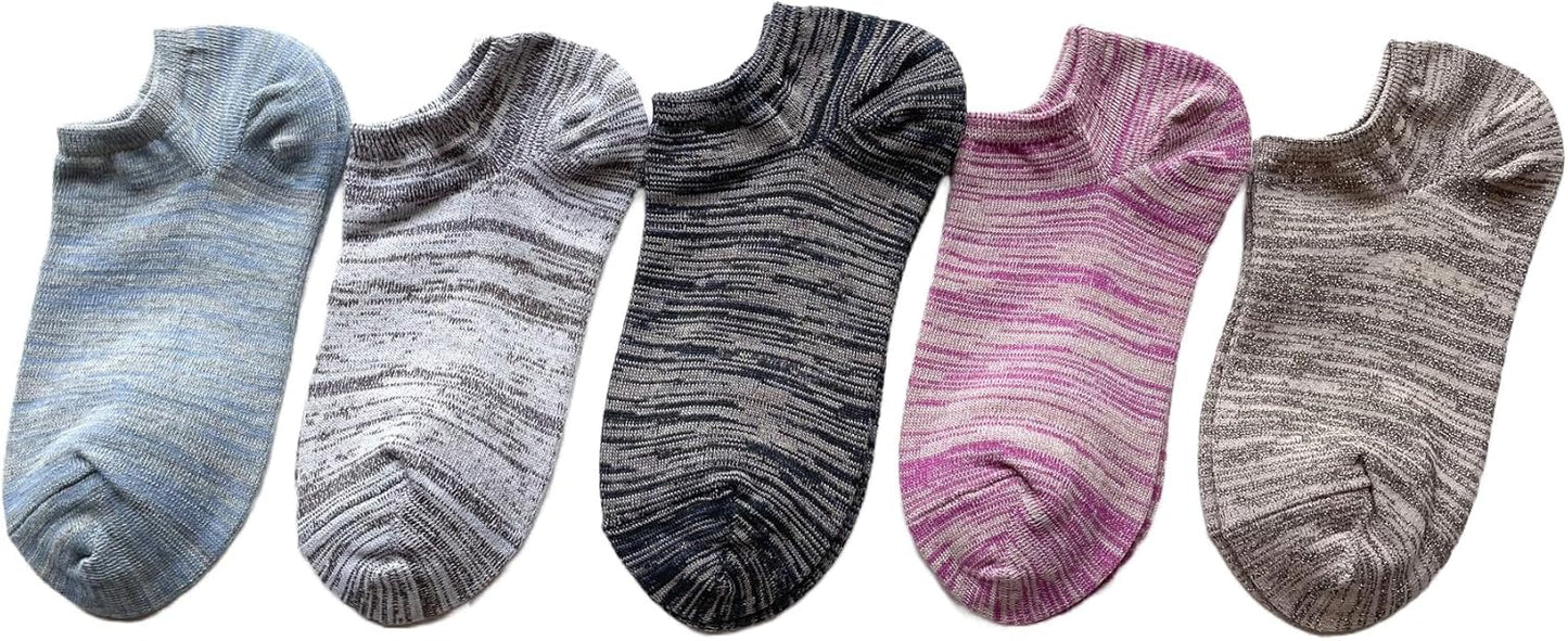 Women's Socks, Ankle Length, Thin, Summer, Short, Sports, 5 Pair Set (Color Available)