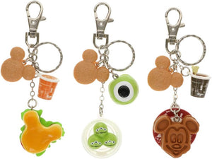 3 Disney Park Food Keychain Mickey Waffle Little Green Man Mickey Burger Tokyo Disney Resort Disneyland TDR Keychain