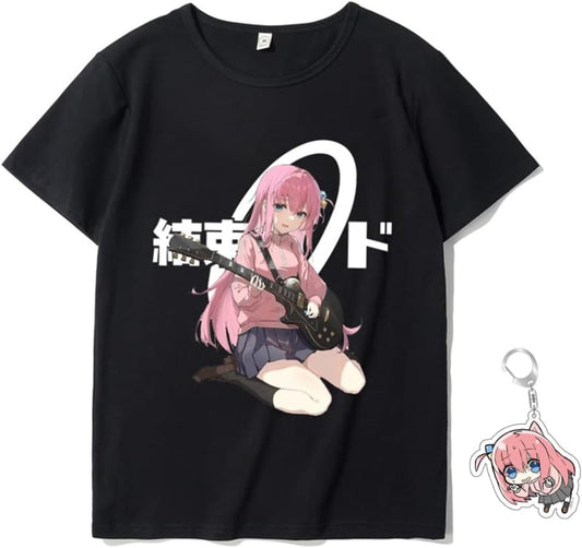 [EIUBCO] ぼっちざろっく Tシャツ 子供 大人 カジュアル 半袖 かわいい 春夏 男女兼用 ボッチザロック tシャツ 結束バンド 衣装 ぼっちざろっく グッズ キーホルダー付き