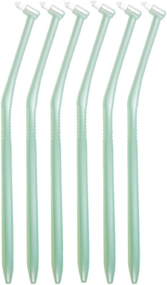 LAPIS: Dental Compact Tuft Brush, Made in Japan, Spot Brushing, Teeth Row, Molars, Back of Teeth, Winner of the Good Design Award, Regular, Green 6 Pieces with 1 cap