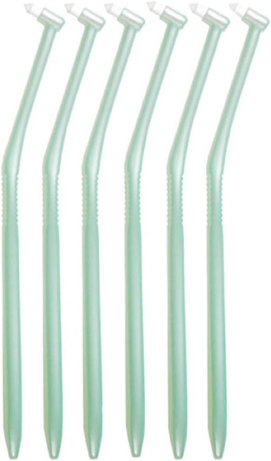 LAPIS: Dental Compact Tuft Brush, Made in Japan, Spot Brushing, Teeth Row, Molars, Back of Teeth, Winner of the Good Design Award, Regular, Green 6 Pieces with 1 cap