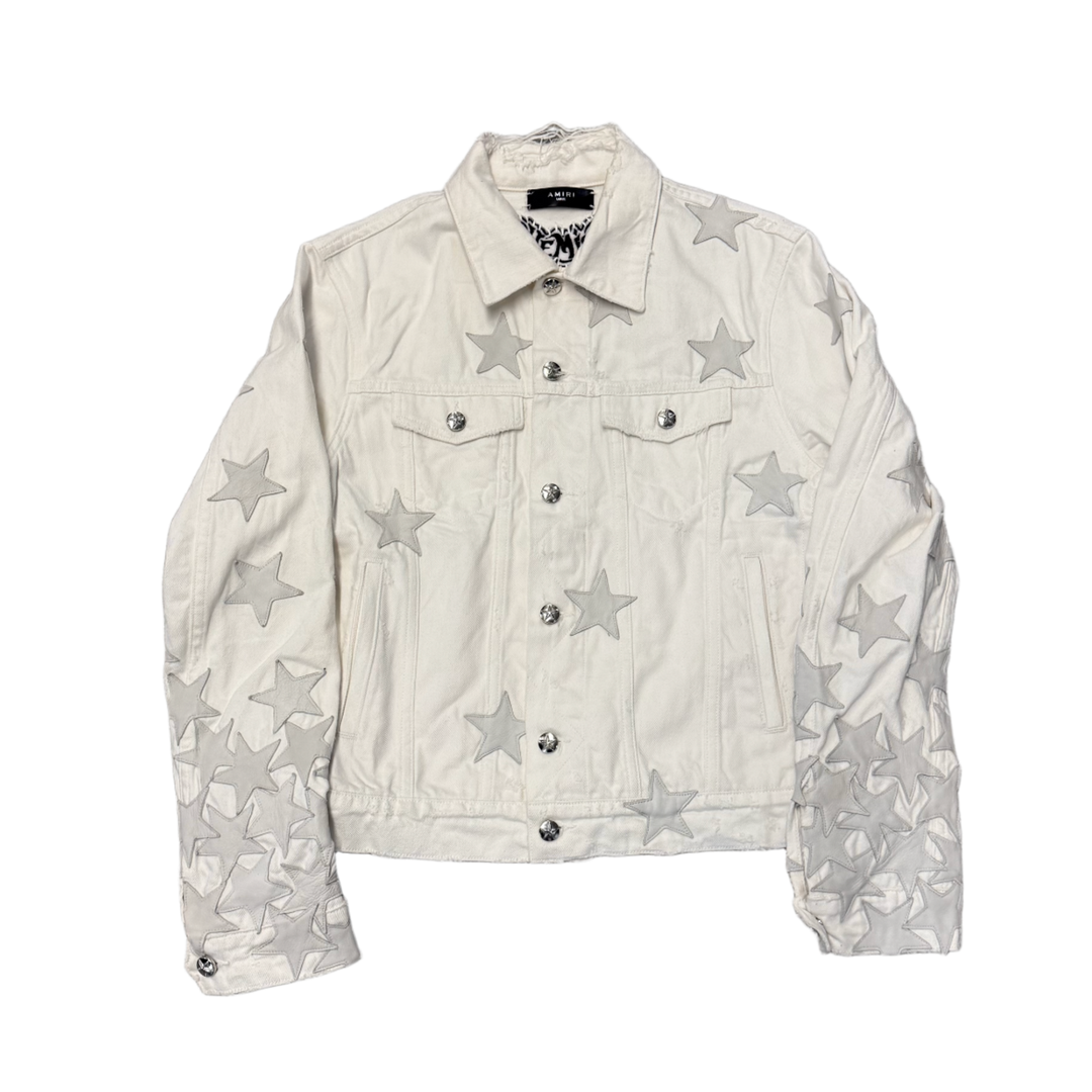 AMIRI X CHEMIST 'GREY STARS' WHITE DENIM JACKET