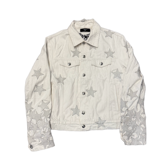 AMIRI X CHEMIST 'GREY STARS' WHITE DENIM JACKET