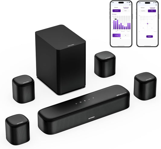 ULTIMEA 7.1ch Soundbar Dolby Atmos 350W with BassMX, Subwoofer & Surround Speakers, HDMI eARC/Bluetooth/Optical/AUX/USB, APP Control, Heavy Bass, Home Theater Speaker, Ideal for Movies/Games/Music