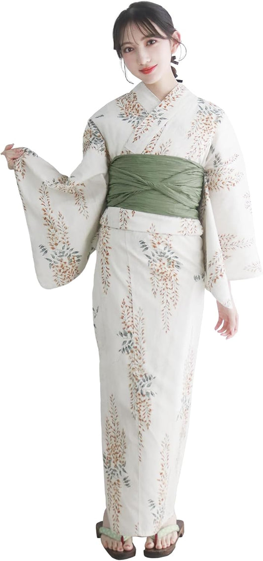 Kyoetsu Women's F Yukata Set, Changeable Weaving, 6-Piece Set (Yukata, Waistband, Underwear, Geta Clogs, Waist Straps)