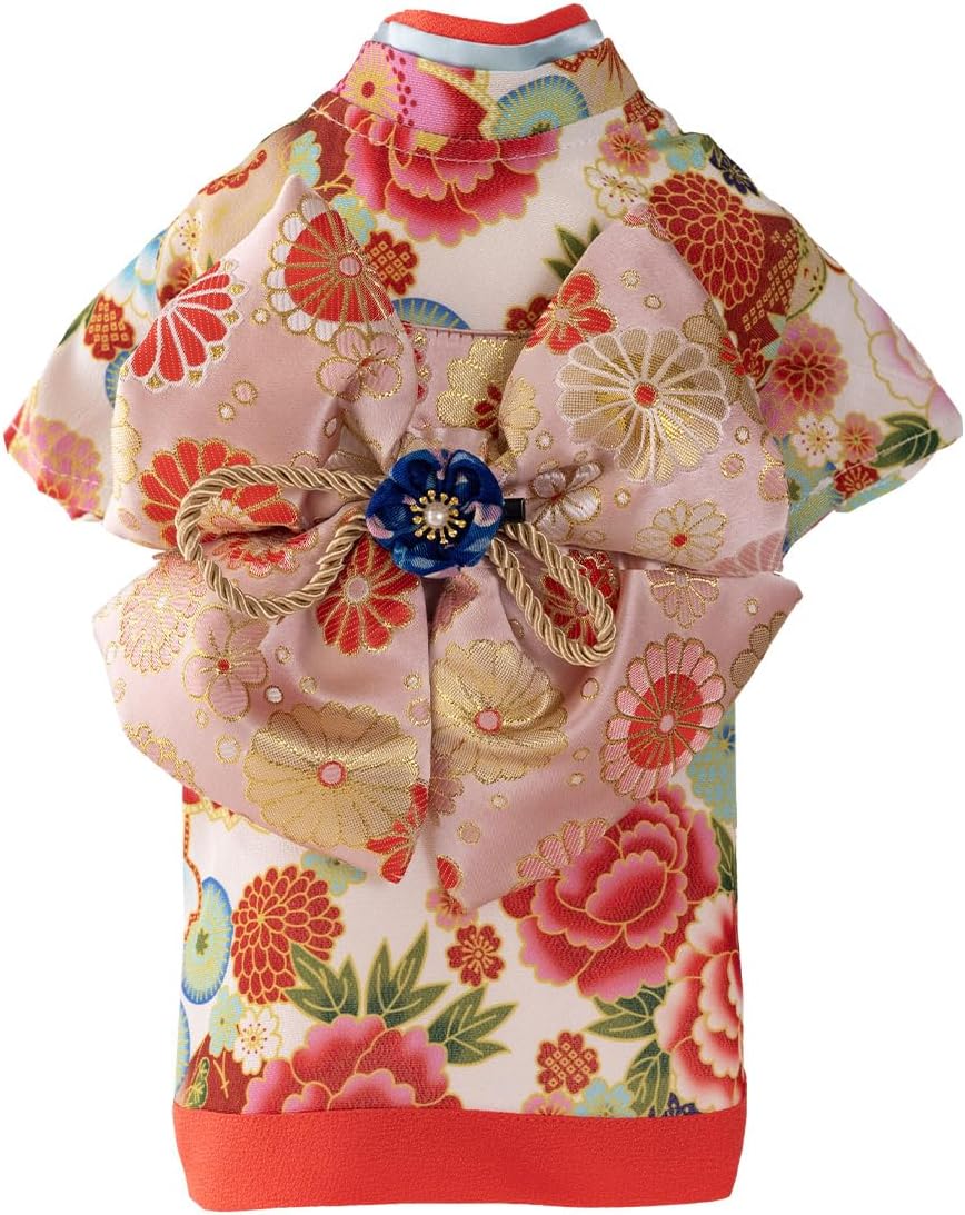 ONEKOSAMA OINUSAMA Dog Clothes Cat Cat Kimono Kimono Kimono Dog Wear Festival New Year New Year Shichi-Go-San Small Dog Large Dog Small Large Size [Sakura Button/L]