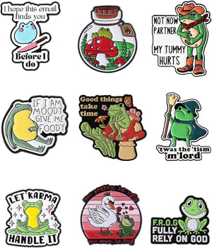 Divertidos pines esmaltados de rana de ganso y pato, 9 pines de solapa de animales de anime para mochilas, chaquetas, sombreros como divertidos coleccionables y regalos para adultos y adolescentes