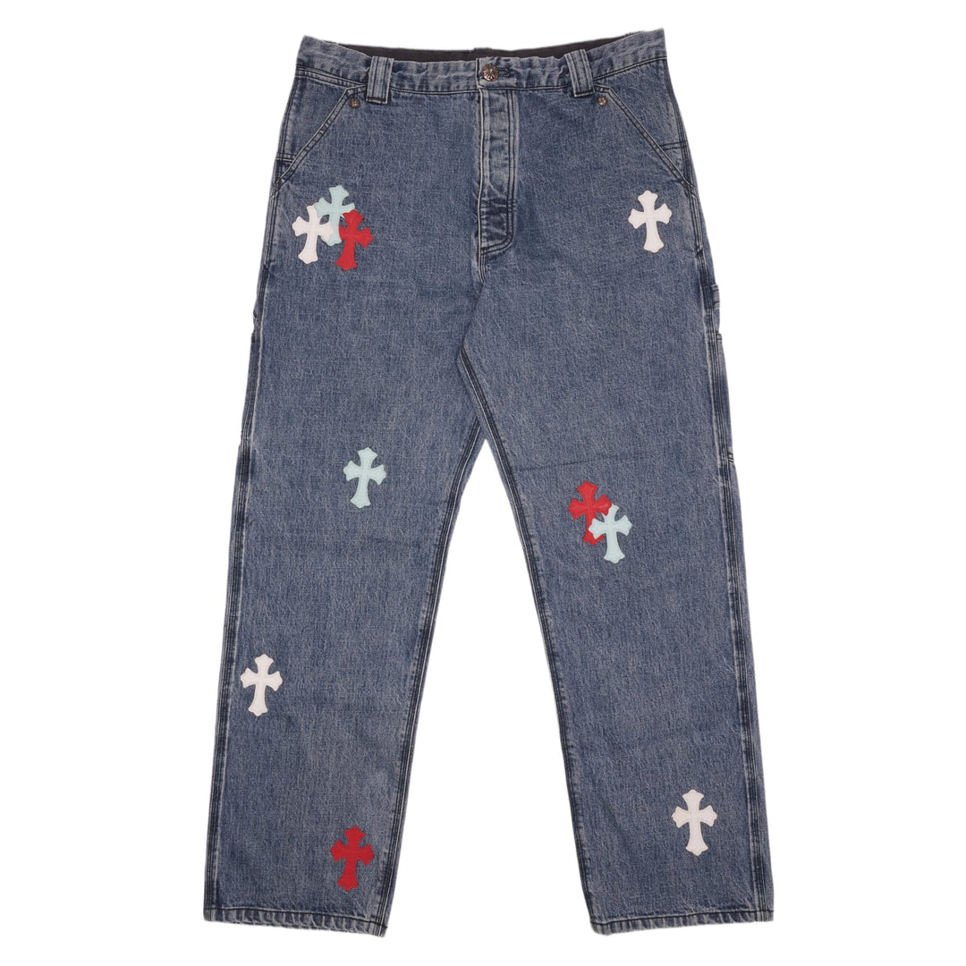 CHROME HEARTS RED/WHITE/BLUE '18 PATCH' CARPENTER JEAN