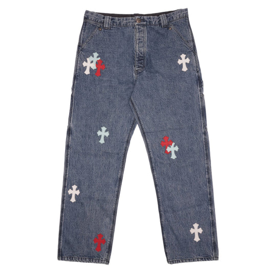 CHROME HEARTS RED/WHITE/BLUE '18 PATCH' CARPENTER JEAN