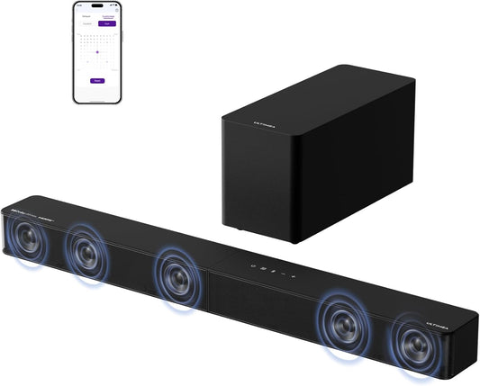 Ultima Poseidon M60 5.1 ch Sound Bar with Subwoofer, Compatible with Dolby Atmos/eARC, 300 W Output, Bluetooth 5.4, Soundbar Surround Speaker with HDMI Cable Included, VoiceMX/BassMX/APP Controlled, Home Theater