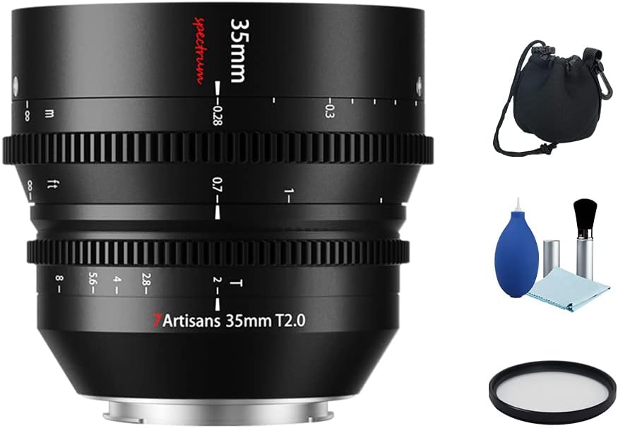 7artisans 35mm T2.0 Full Frame Large Caliber Cinematic Professional Film Lens for Leica, Sigma, Lumix, Panasonic L-Mount Cameras