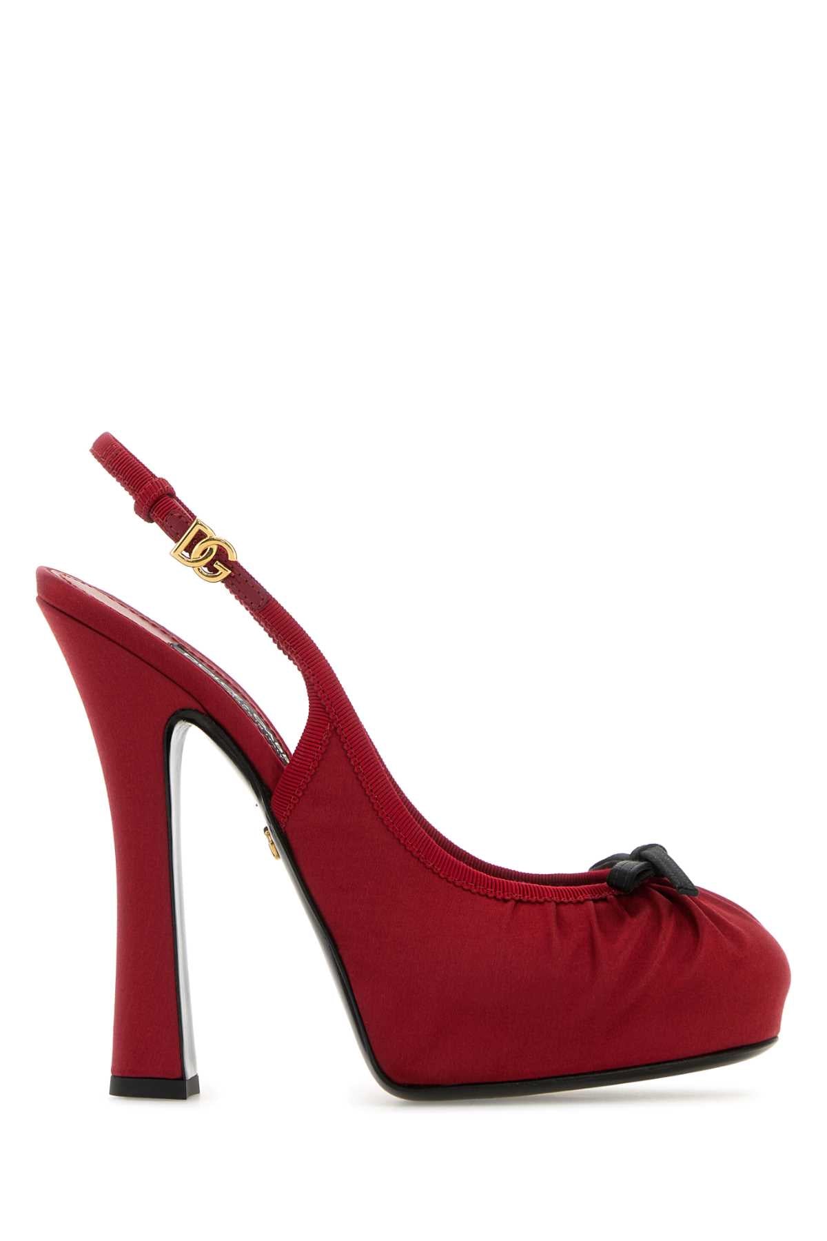 Dolce  Gabbana ドルチェ＆ガッバーナレッドサテンポンプ - Image 1