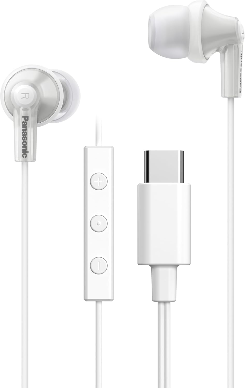 Panasonic RP-HJE150C-W In-Ear Earphones, Wired with Type-C Microphone, White