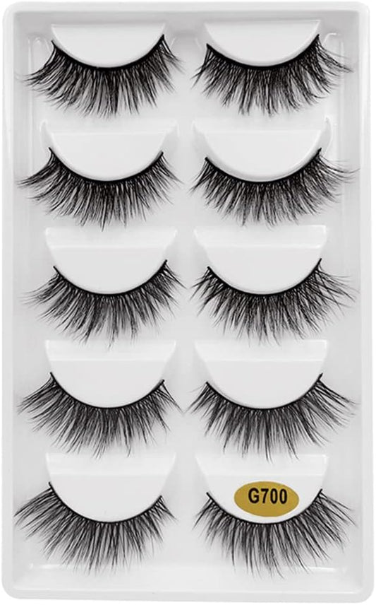 5 Pairs Mink Eyelashes Ultra Dense Stage Makeup Natural False Eyelashes Long Eyelashes Extensions Fake Eyelashes Handmade (G700)