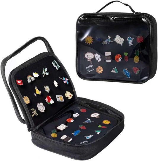 Libros de pines para coleccionistas, páginas de visualización de pines esmaltados, estuche de transporte de alfileres de 6 páginas, bolsa de exhibición de broches de viaje con película protectora, asas