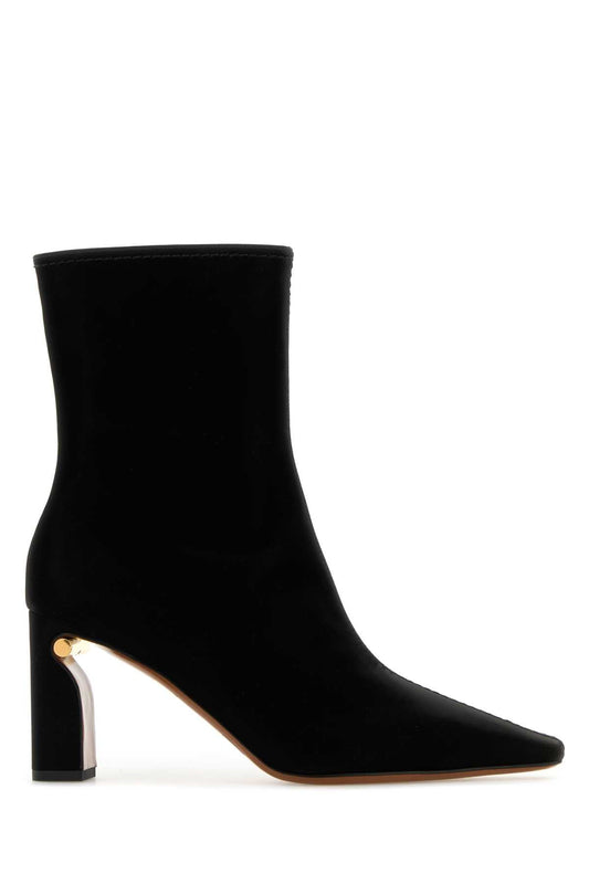 Alexander Mcqueen アレクサンダーマックイーンブラックファブリックアンクルブーツ - Image 1