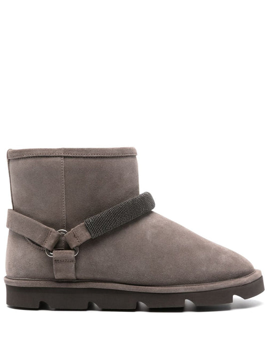 Brunello Cucinelli Suede Ankle Boots With Shearling Lining - Image 1