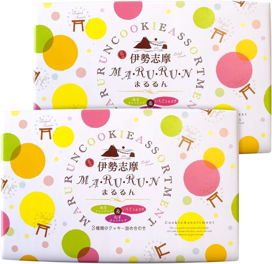Marururun Cookies 18 Pieces (6 Each of Oimo Choco Chips, Matcha Chocolate Chips, Strawberry Chocolate) x 2 Pieces (Specialty Yokocho x Nationwide Delicates, Processed Goods Series), OUS Mie