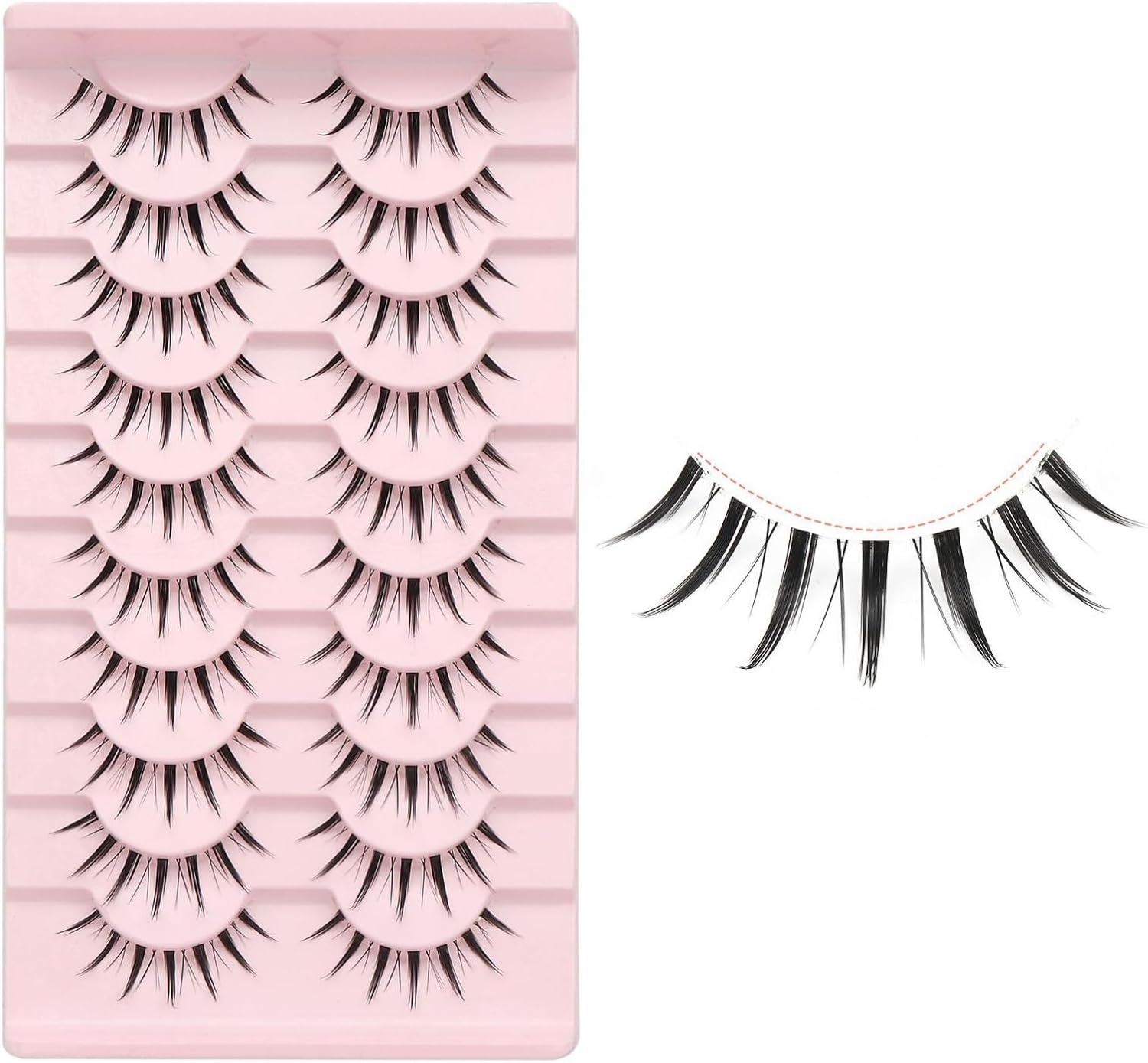 Natural False Eyelashes, 10 Pairs, Popular, Transparent Axis, Actress Eyelashes, Manga-Style Makeup, Large Eyes, Cosplay Events, Lightweight, Soft, False Eyelashes