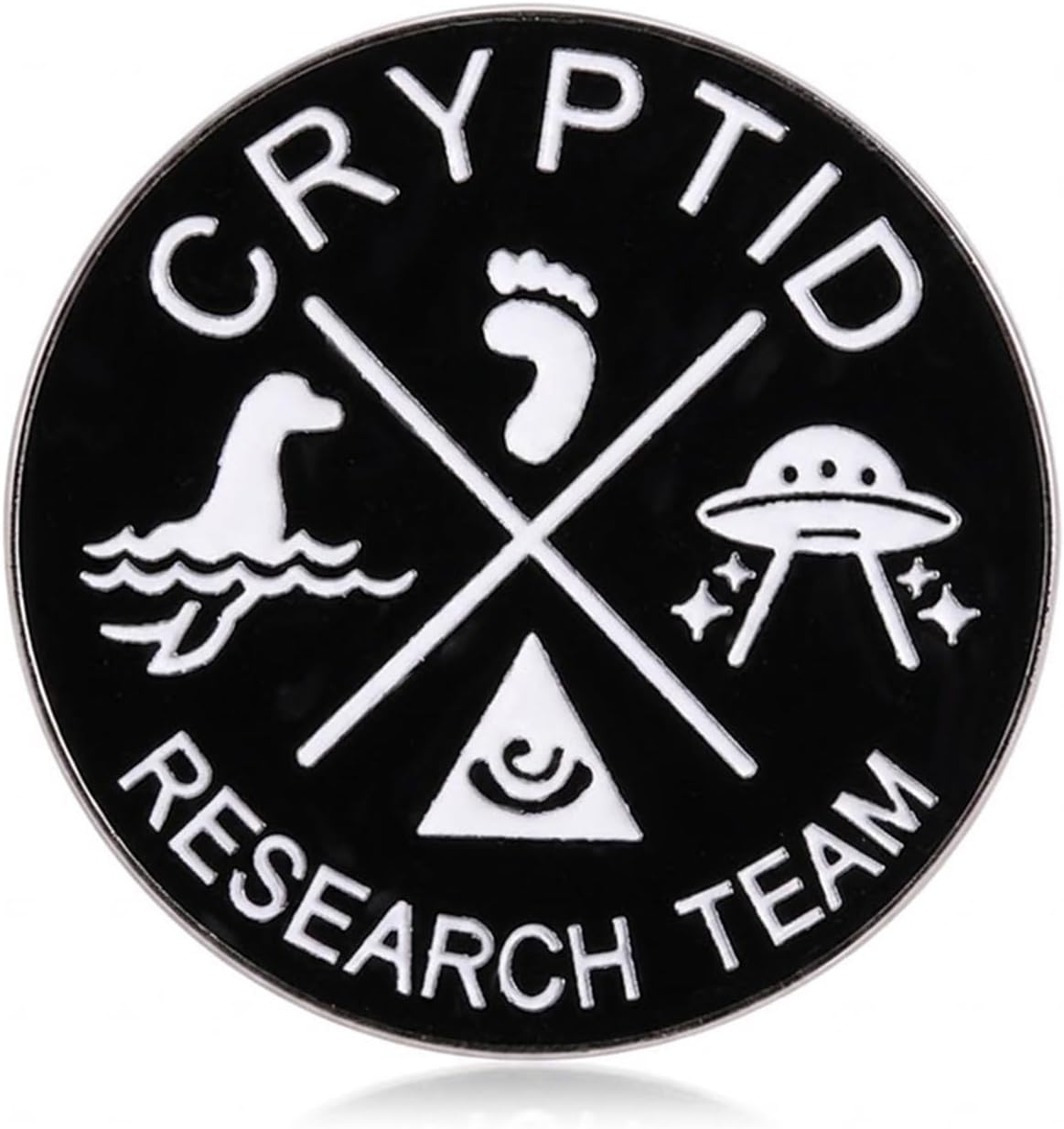1 pin esmaltado para equipo de investigación críptida, bigfoot OVNI Loch Ness, monstruo paranormal de solapa, divertido broche de criatura misteriosa para chaqueta, mochila, sombrero, regalo