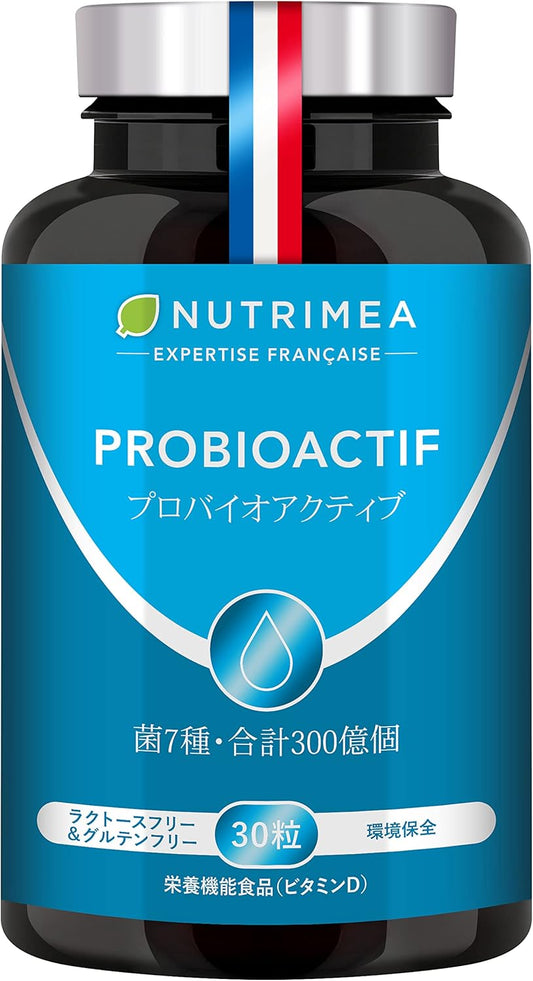 NUTRIMEA (Probiotics) Bifidobacteria, Lactobacillus Mix, Supplement, 1 Month Supply, 30 Tablets (7 Types of Bacteria, 30 Billion Pieces Per Day), Made in France