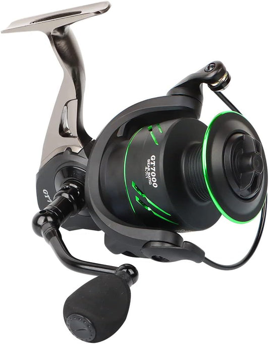 HappyLife Spinning Reel, Fishing Tool, Prevents Lining, Maximum Drag Force, 77.1 lbs (35 kg), Left and Right Interchangeable Handle, Gear Ratio 5.0:1, Strong Drag Strength, Durable, Long Toss,