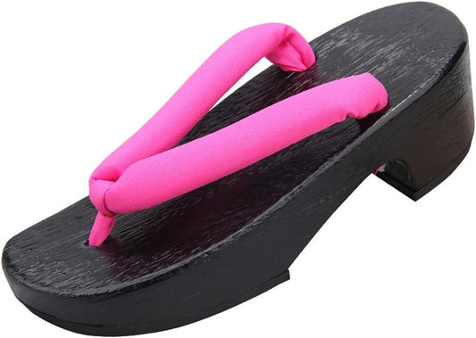 [FANGLI] FL1131 Geta Geta, 2.0 inches (5 cm) Thick Sole, Women's, Non-Painful, Yakitau, Black Stand, Plain Thong, Yukata, Geta Clogs, Women's, Stylish Clogs, Japanese Clothes, Accessories, Fireworks