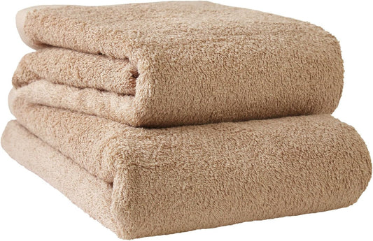 Hiorie Bath Towels, Made in Japan, Hotel Style, Set of 2, 18 Colors to Choose from, Plain, Instant Absorption, Bath Towel Set, Durable, 100% Cotton, Senshu Towel, Mocha
