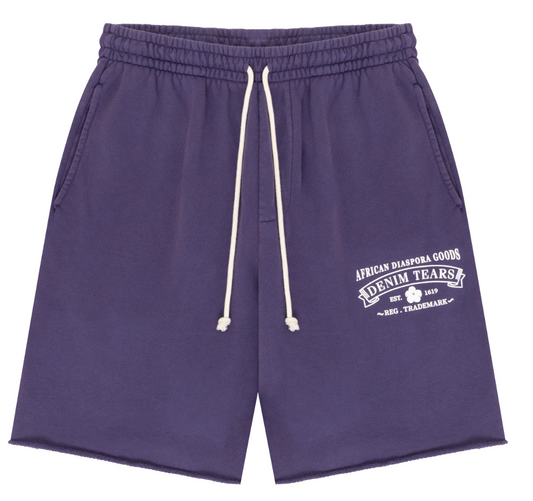 DENIM TEARS 'ADG' PURPLE SWEAT SHORTS