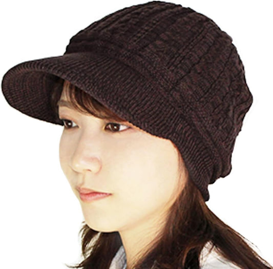 Kokoro Anti-Cancer Medicine/Medical Hat, Organic, with Brim, Cable Pattern Cap [Autumn and Winter] [Made in Japan]