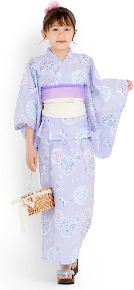 NISHIORI 2-Way Yukata Dress, Separate Dress, 4-Piece Set, Girls, Kids, Camisole, 2-Belt Set, 10 Patterns, 6 Sizes