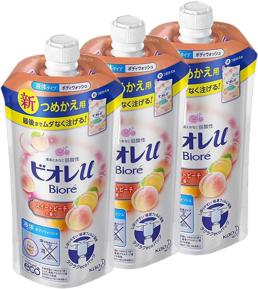 Biore U Sweet Peach Scent Refill 11.5 fl oz (340 ml) x 3 Packs
