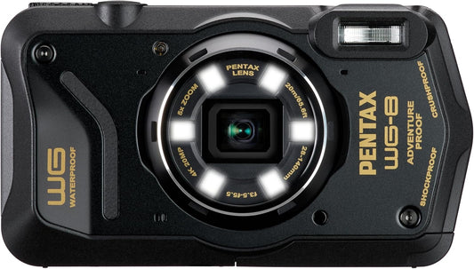PENTAX WG-8 Black All-Weather Adventure Camera with Waterproof, Dustproof, Shockproof, Multi-Application Ring Light, Macro Shooting and Webcam Function