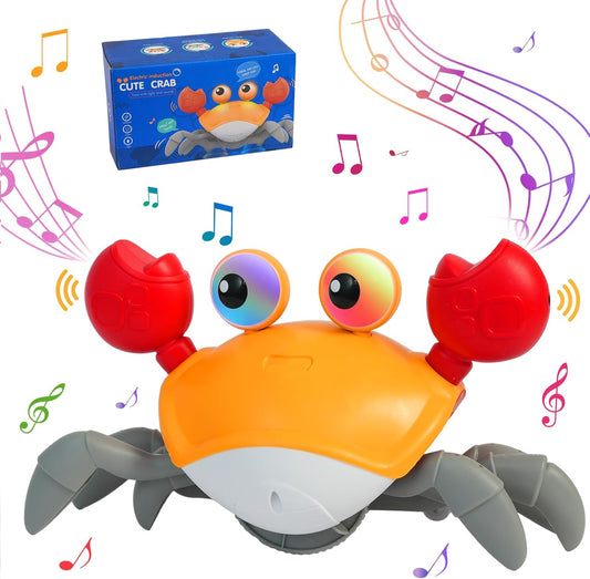 Crawling Crab Toy for Kids with Music, Electronic Light Up Crawling, Automatically Avoiding Obstacles, Moving Toys for Kids, Boys and Girls