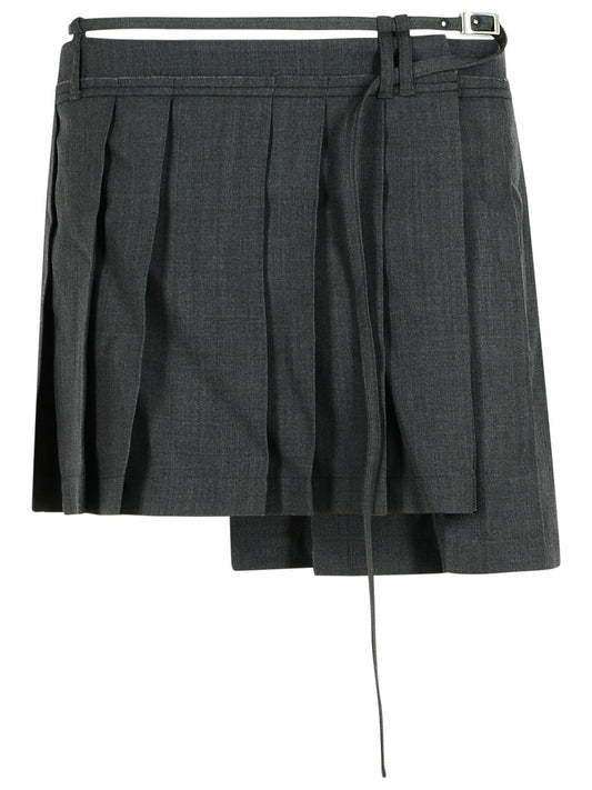 Acne Studios にきびスタジオダークグレーウールブレンドプリーツスカート - Image 1