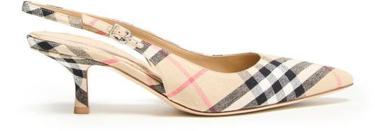 BURBERRY Birdie Check slingback pumps - Image 1