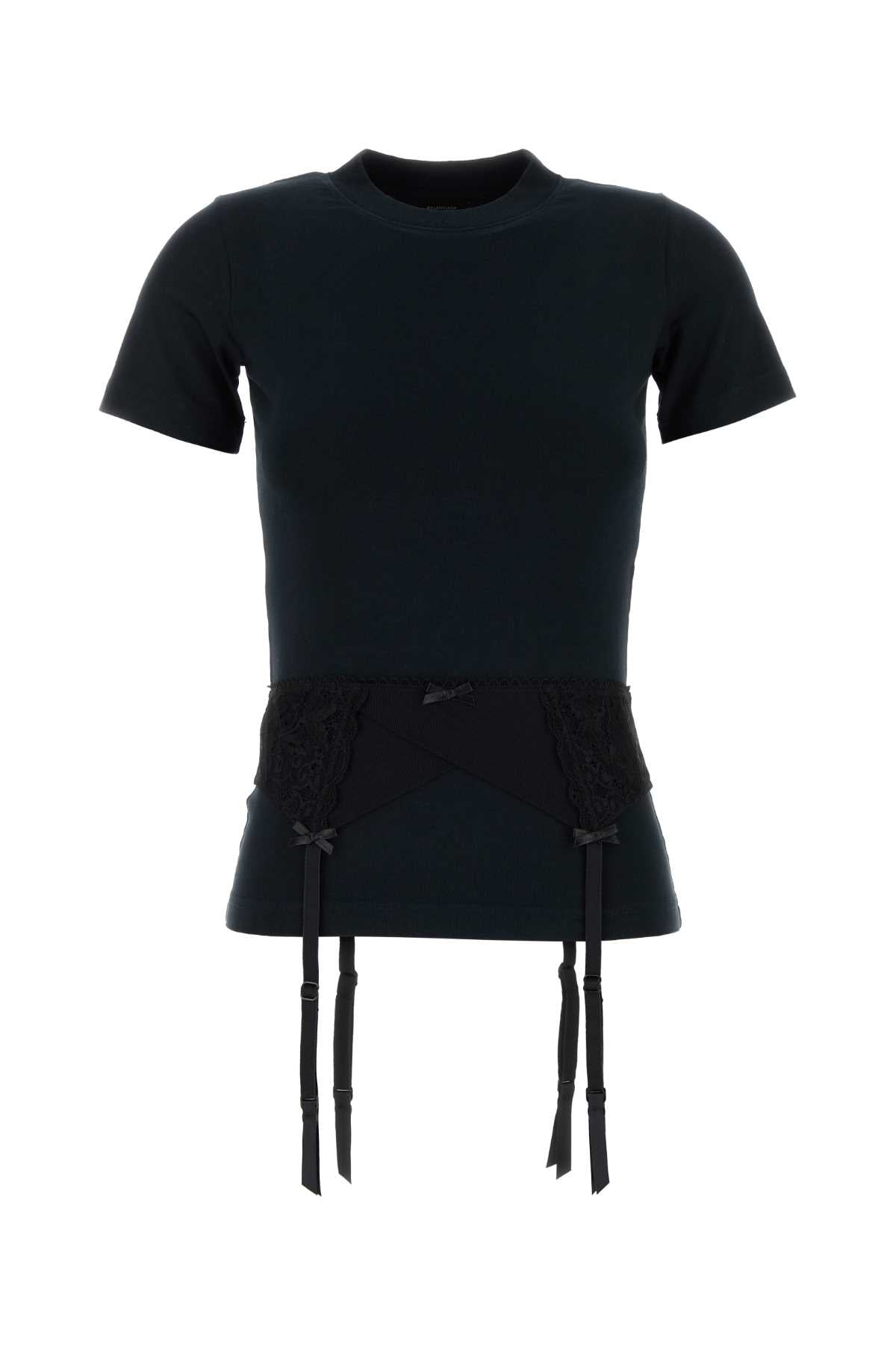 Balenciaga バレンシアガブラックストレッチコットンTシャツ - Image 1