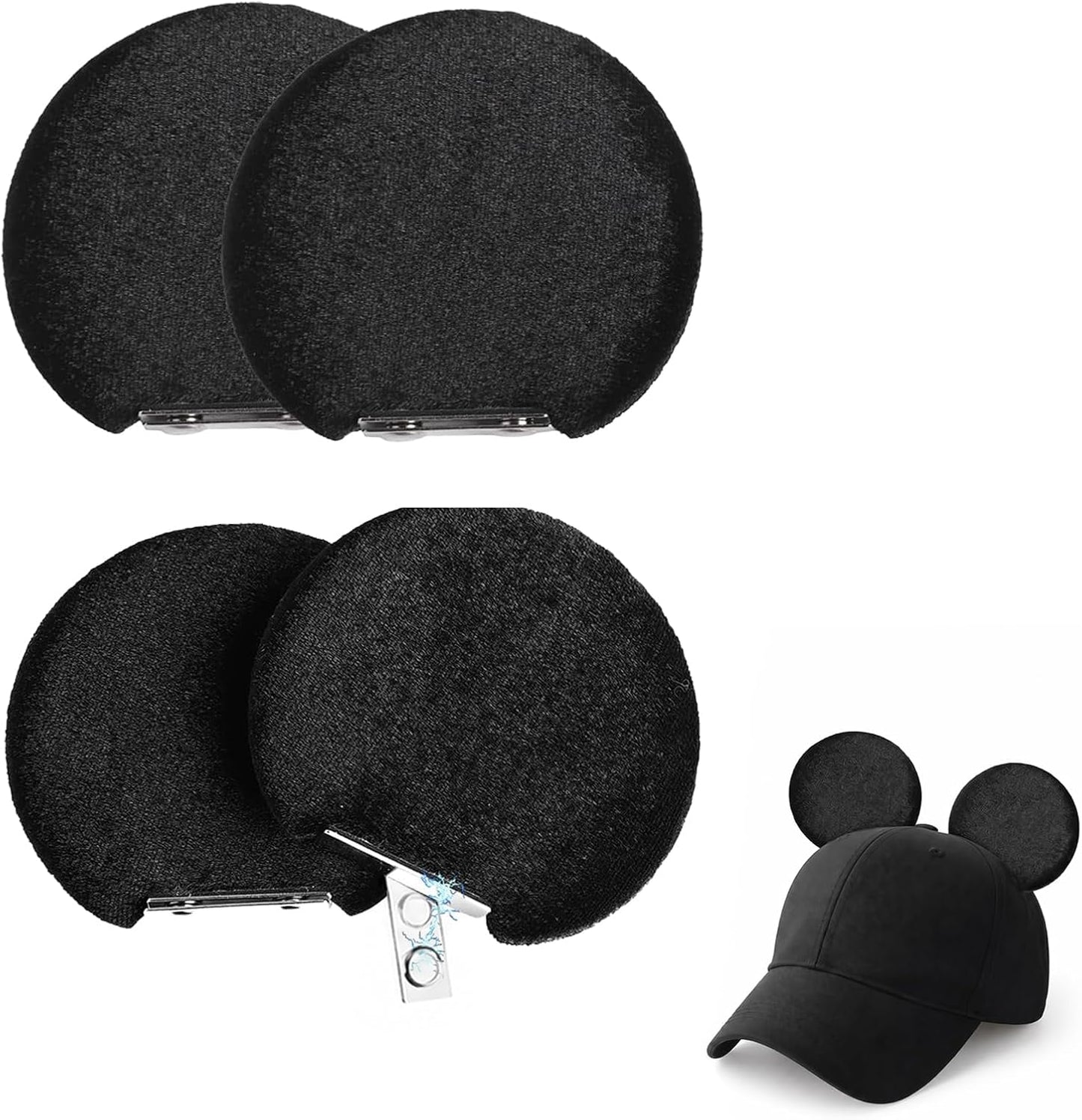 4 Piezas Orejas de Ratón Magnéticas para Familias en Parques Temáticos y Halloween, Fiestas de Navidad. Clips de Orejas Desmontables, Accesorios de Decoración para Sombreros, Regalo para