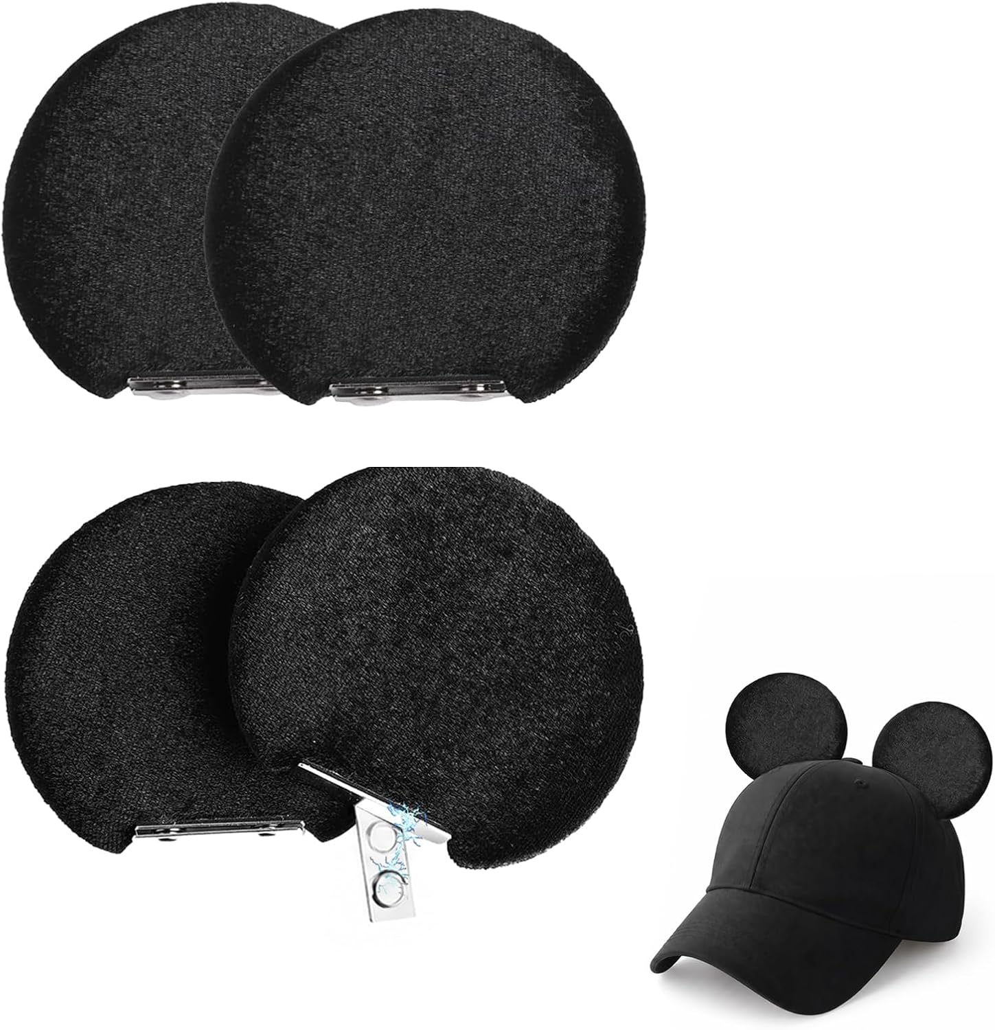 4 Piezas Orejas de Ratón Magnéticas para Familias en Parques Temáticos y Halloween, Fiestas de Navidad. Clips de Orejas Desmontables, Accesorios de Decoración para Sombreros, Regalo para