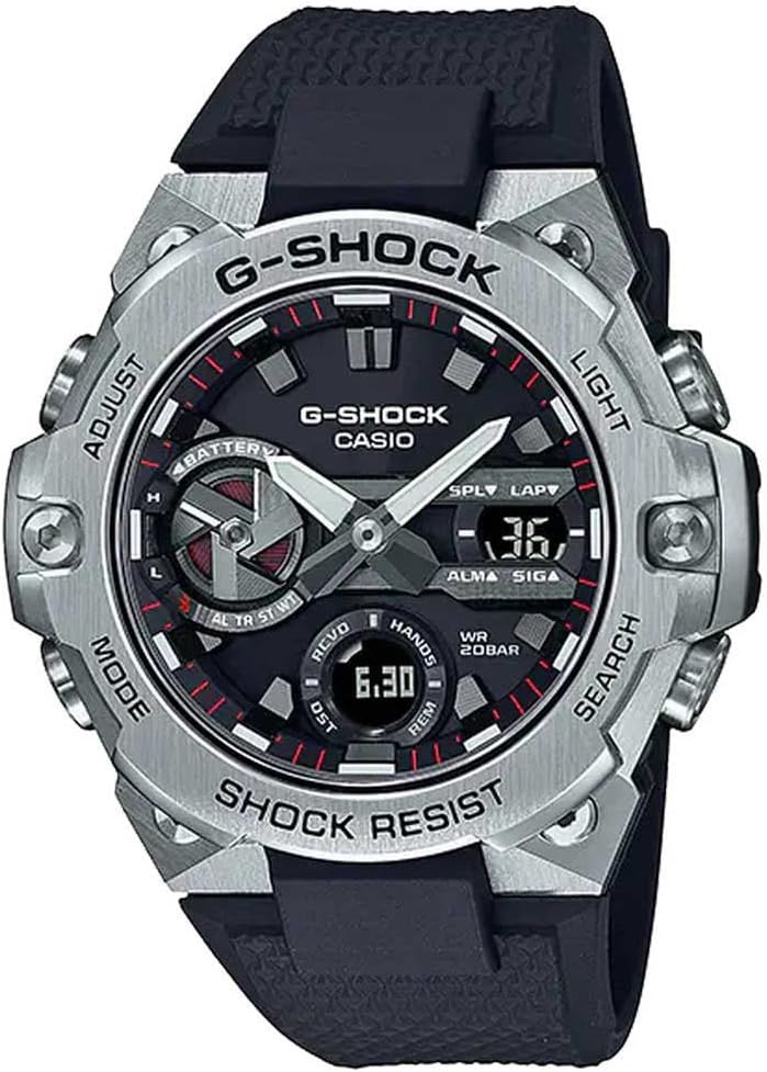 G-Shock G-Steel Smartphone Link Casio Solar Analog Digital Watch Black Silver GST-B400-1A Reverse Imported Overseas Model, Black