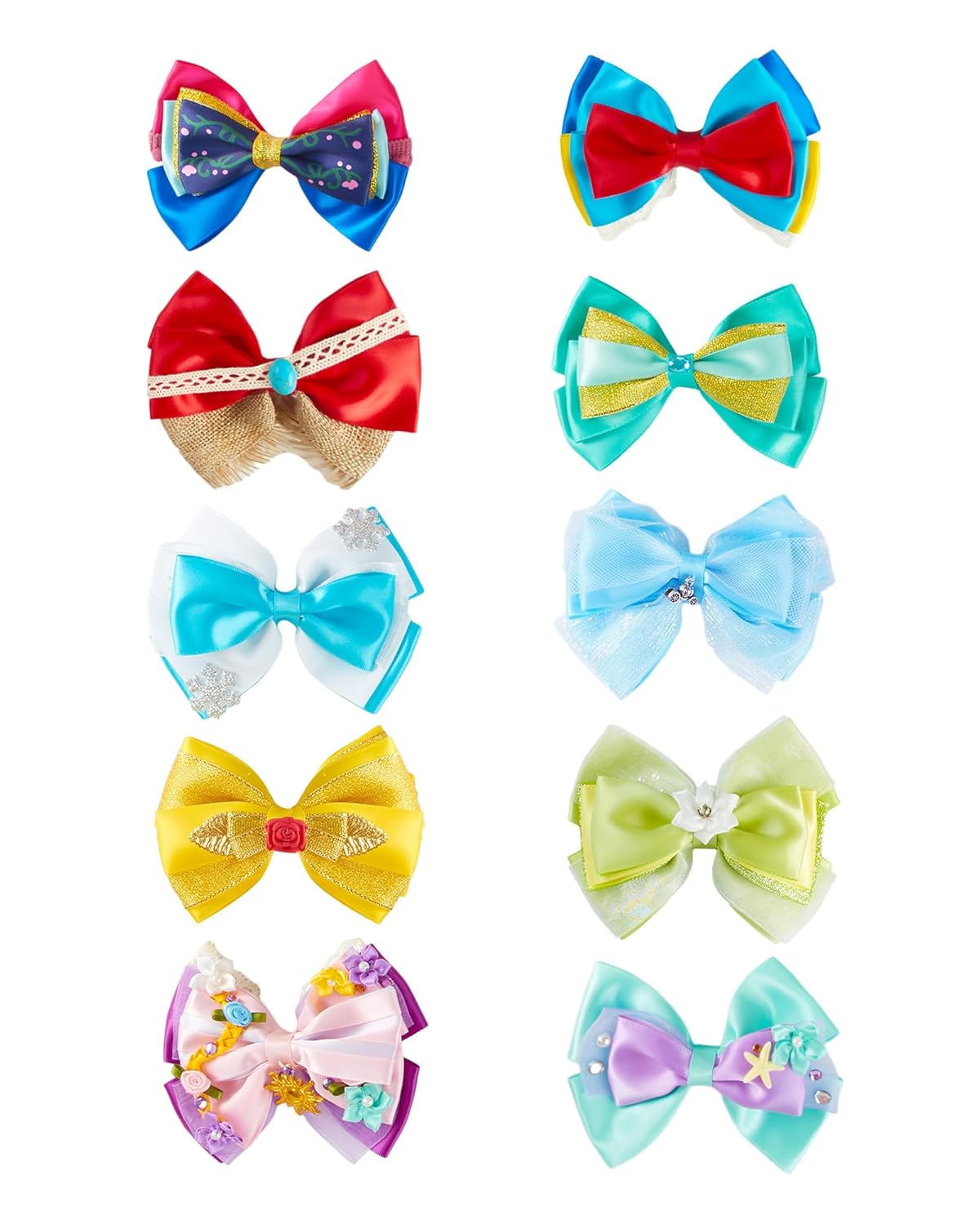10 pinzas de lazo de pelo de princesa de 4 pulgadas para mujeres y niñas, accesorios para el cabello, set de regalo de fiesta