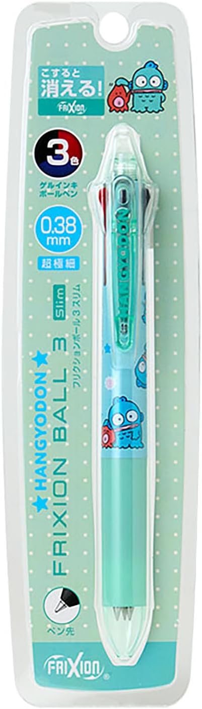 Sanrio 928062 FriXion Ball 3 Slim Handyodon, Polycarbonate, Ball Diameter: 0.01 inch (0.38 mm), Ink Color: Black, Red, Blue Retractable