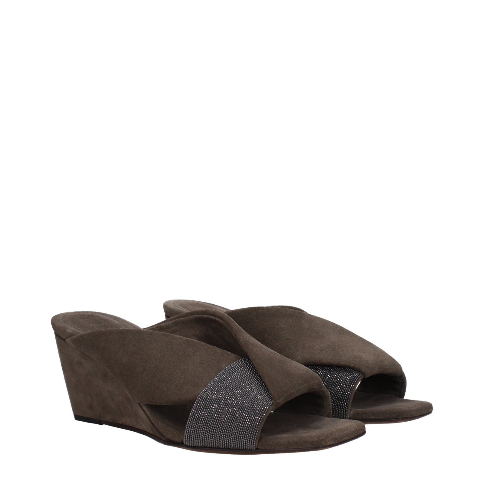 Brunello Cucinelli Zeppe Woman Suede Grey - Image 1