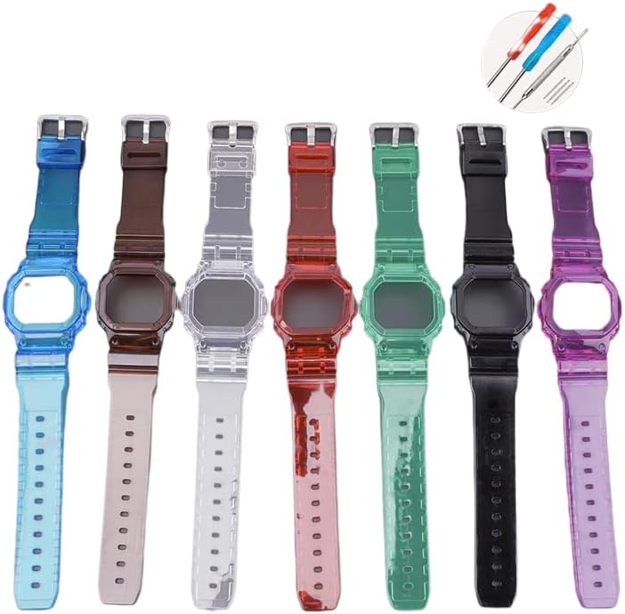 G-SHOCK Custom 5600 Series 5610 Series Compatible Translucent Bezel Case Belt Set with Screw Spring Bar Tool