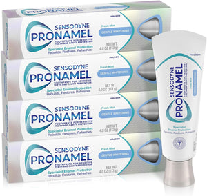 Sensodyne Pronamel Pasta dental blanqueadora suave de esmalte para dientes sensibles, para endurecer y fortalecer el esmalte, exclusiva de Amazon, menta fresca - 4 onzas (paquete de 4)