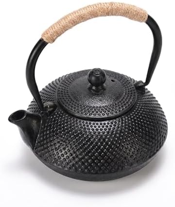 鉄瓶 電磁調理器対応 直火可 アラレ文様 やかん 急須 自宅のお茶時間 キャンプ 各種祝いのギフトに適した 和風デザイン 伝統工芸品 鋳物 茶道用 (500ml,A)