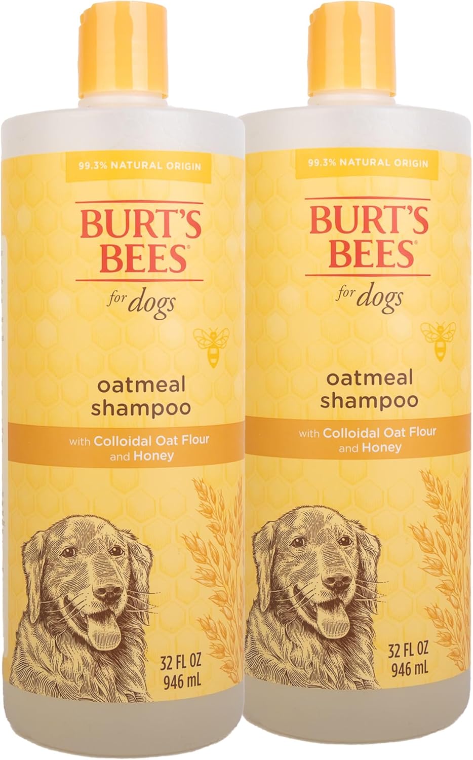 Burt's Bees for Pets Champú de avena para perros con harina de avena coloidal y miel, 2 unidades, fórmulas de origen 95% natural, champú para perros - 2 unidades, 32 onzas