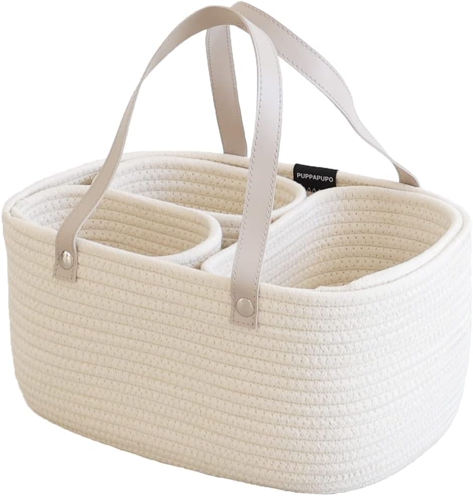 Puppa Pupo Diaper Stocker, Diaper Storage Bag, Rope Woven, Toy, Small Item Storage, Baby Basket, Baby, Hospital Discharge, Simple, Ivory
