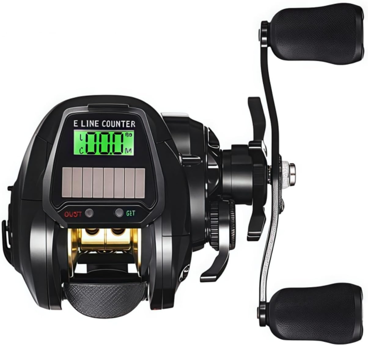 FYDN7.2:1 Gear Ratio Digital Fishing Reel Bait Fishing Reel Handle Solar Digital Display Hook with Bite Alarm Function Line Counter USB Charging Left/Right Winding Options Suitable for Freshwater Sea